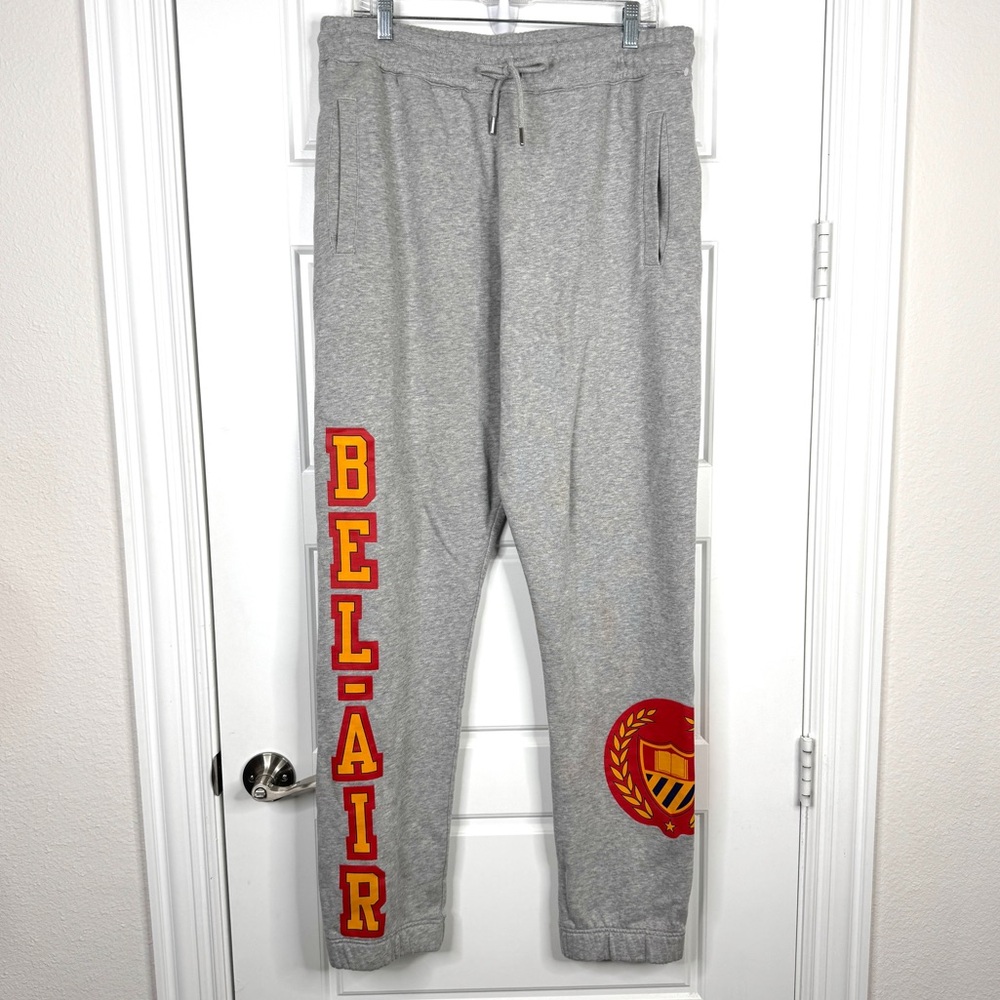 BEL-AIR ATHLETICS Academy Patch Graphic Joggers NEW Size XL Gray RARE